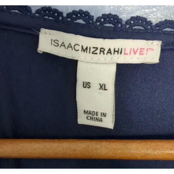 Isaac Mizrahi Live Regular Handkerchief Hem Floral Lace Midi Dress Navy XL - Picture 4 of 10